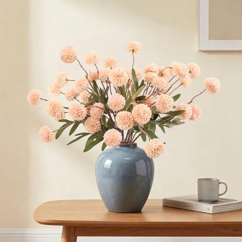 MERRI GLOW 6Pcs Spring Flowers Artificial Fake Flowers Bulbs Silk Faux Chrysanthemums Flores for Indoor Outdoor DIY Bouquets Wedding Centerpieces Home Decoration