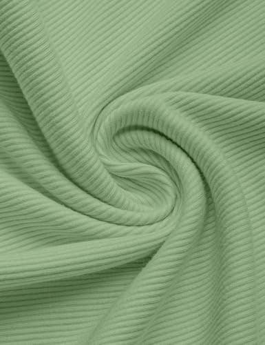 GKBK Womens 3/4 Sleeve Ribbed Tops Fitted Stretch Casual Crewneck Basic Tee Shirts Tight Layering 2025 Fall Fashion Outfits Light Green - Thumbnail 5
