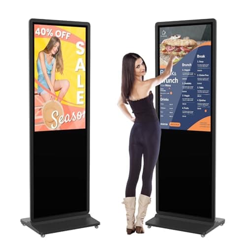 QIXZOCV MWE 49 Inch 4K Touchscreen Kiosk, Indoor Floor Standing Digital Signage, Advertising Display LCD Totem with Custom Service, Interactive Monitor Android System with Auto Media Player-Black - Image 1