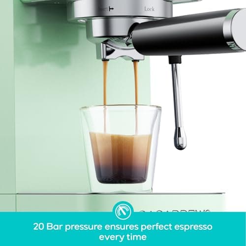 CASABREWS 3700 Essential 20 Bar Espresso Machine, Compact Coffee Maker with Steam Frother, Cappuccino & Latte Maker for Home, 43.9oz Water Tank, Pastel Green - Thumbnail 3