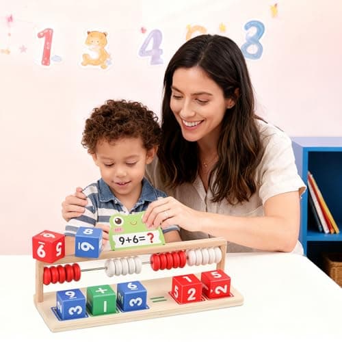 Ranqibo Wooden Math Learning Toys, Number Blocks Toys, Abacus for Kids Math,Montessori Toys for 3-5 Year Old Boys Girls Birthday Gifts - Thumbnail 6