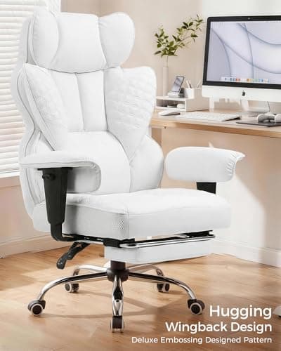 COMHOMA Big and Tall Office Chair Heavy Duty Gaming Chair with Deluxe Embossing Leather High Back Wider Ergonomic Computer Chair with Foot Rest 150°Reclining Pocket Spring Lumbar Support - Thumbnail 3