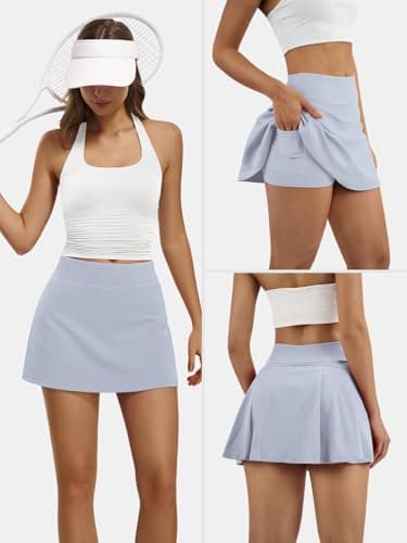 AFFOLE Light Bue Skirt Women Tennis Golf Skorts Athletic High Waisted with Pockets Inner Shorts Pleated Pickleball 2026 - Thumbnail 4