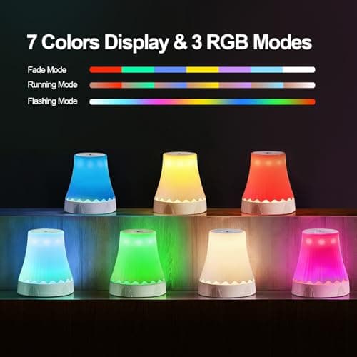 DEXULESA 2 Pack Rechargeable Table Lamp, LED Cordless Table Lamp with 3 Color Temperatures & Stepless Dimming, 7 RGB Colors Battery Operated Portable Table Light for Living Room, Bedroom (Pink) - Thumbnail 4
