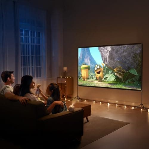 VISULAPEX Projector Screen with Stand 120 Inch, 16:9 4K HD Portable Projector Screen Indoor Outdoor, Foldable Wrinkle-Free Movie Screen 160° Front Rear Projection Screen with Carry Bag for Home Movie - Thumbnail 6