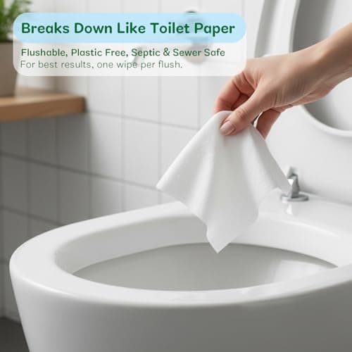 Dorahoney Flushable Wipes Travel Size, 99% Water Mini Wet Wipes for Sensitive Skin, Hypoallergenic & Unscented On The Go Pocket Wipes, 96 Count (16 Packs of 6) - Thumbnail 2