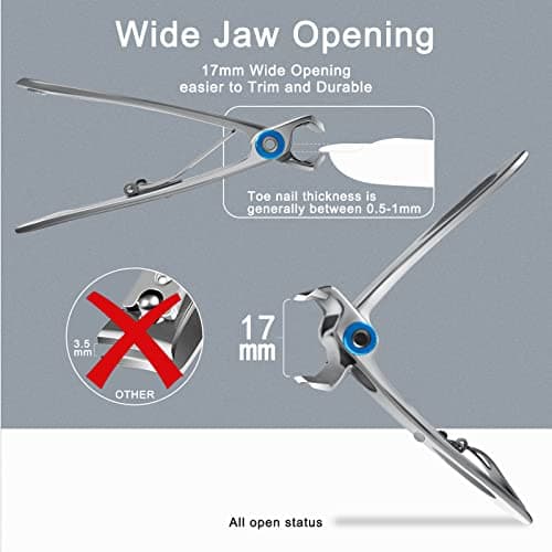 Werlla Extra Large Long Handle Toenail Clippers - 17mm Wide Jaw Opening Heavy Duty for Thick Toenails, Seniors, Men, Adults - Thumbnail 4