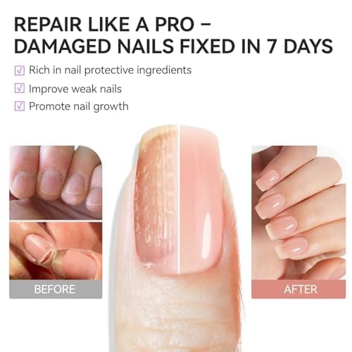 gelike ec Protein Nail Strengthener and Growth Polish: Nude Blush 15ml 6 in 1 Natural Nail Hardener Extra Strong and Growth - Nail Polish Hardener for Weak and Damaged Nails - Thumbnail 6