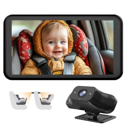 Babyvue BC1 Baby Car Camera, 4.5" 1080P HD Screen & 3X Zoom, AUTO IR Night Vision Car Baby Monitor with Adjustable Brightness, 2-Min Easy Install Car Seat Camera for Babies & Pets to Drive Safely
