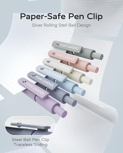 Four Candies Gel Pens, 6 Pcs 0.5mm Quick Dry Black Ink Pen Fine Point Smooth Writing Unique Pen, Office Home School Supplies Essentials Pretty Girl Cute Pens, Gifts for Women(Morandi) - Thumbnail 3