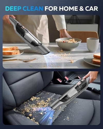 Zefiro Compact Powerful Cordless Handheld Vacuum, Rechargeable Portable Car Vacuum for Car & Pet Hair, 25000PA High Power Suction, XL Dust Cup, 2 Brushes & Filters, Long Runtime with Charger - Thumbnail 6