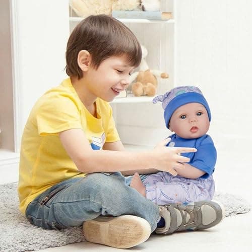 Milidool Lifelike Reborn Baby Dolls Boy - 18-Inch Baby Soft Body Realistic-Newborn Baby Dolls Cloth Body Real Life Baby Dolls with Toy Accessories for Kids Age 3 4 5 6 7 + - Thumbnail 3