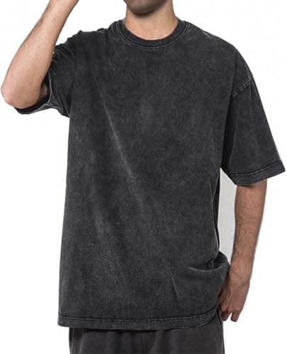 Oversized T-Shirts for Men Vintage Cotton Tee Crew Neck Short Sleeve Tops Men's Loose Fit Casual Fashion Shirt - Image 1