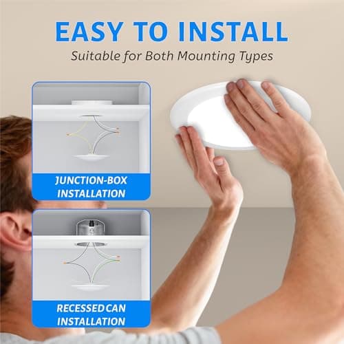 ECOELER 6 Inch LED Disk Lights, Dimmable Flush Mount Light Fixture, 16.5W 1000 Lumens, 5 Color Selectable Recessed Retrofit Ceiling Lights for Kitchen, Porch, Hallway, ETL & FCC - Thumbnail 6