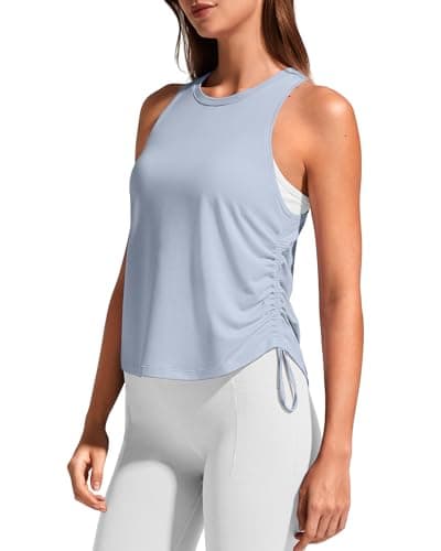 G4Free Running Tank Tops for Women Stretchy High Neck Razor Back Workout Tanks Butter Soft Comfy for Yoga Pilates Top (Light Denim,M) - Image 1