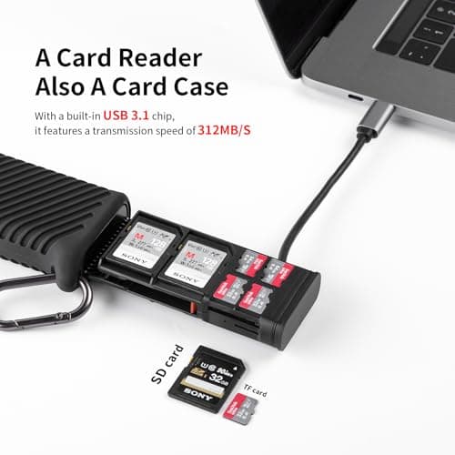 PGYTECH CreateMate High-Speed 2-in-1 SD Card Reader Adapter USB 3.1 Type-C UHS-Ⅱ SD 4.0/Micro SD Card Reader & Holder for Cameras, Smartphones, Drones, Action Cameras (Black, for SD/Micro SD) - Thumbnail 2