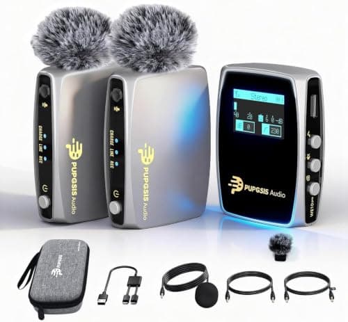 Wireless Lavalier Microphones for phones Cameras, Mini Mic Lapel Wireless Microphone with 20H Battery Life, 64GB TFcard Slot, DSP Noise Cancelling for Record Interview, Vlogs, YouTube, Tiktok (WE10) - Image 1