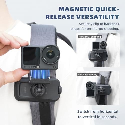 BRDRC Magnetic Backpack Mount for DJI Action 6 Nano, Quick Release Magnet Mount Bag Strap Anti-Slip Shoulder Clip Belt for DJI Osmo Action 6 Nano Accessories - Thumbnail 3