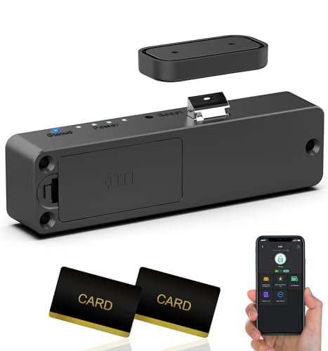 Anweller Baby Proofing Smart Cabinet Locks, Child Proof Drawer Locks, No Drill Hidden Adhesive RFID Bluetooth App Keyless Safety Lock for Adults File Kitchen Cupboard Closet Liquor - Black