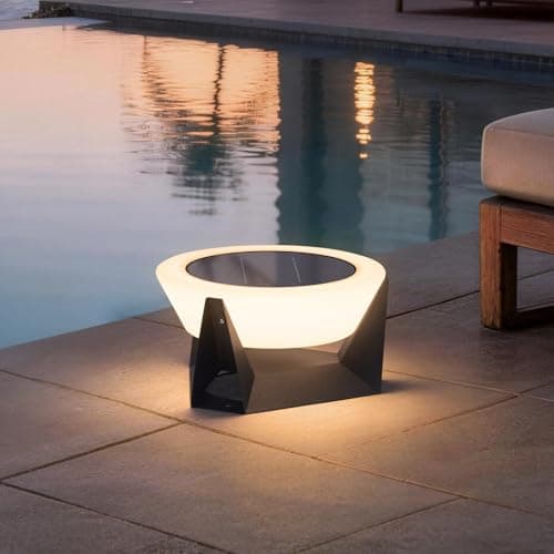 MVBT Solar Floor Lamp, Medium Solar Lantern, 3000K LED Outdoor Lanterns for Porch, Dusk to Dawn Outdoor Lights for Patio, Waterproof Floor Lamps, Modern Garden Lights Free Standing for Deck Table Yard - Image 1