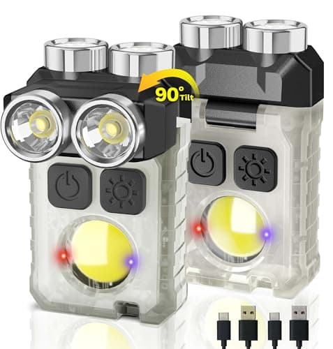 CLAKAP Rechargeable EDC Flashlight, 2Pack 1200LM Keychain Flashlight with COB Floodlight, 11 Modes Magnetic Small Flashlight 90°Head Swivels Portable Mini Pocket Light with Clip for Camping, Outdoor - Image 1