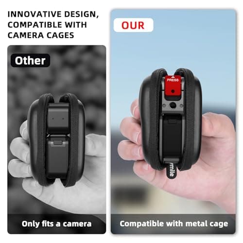 Flymile Osmo Nano Carrying Case (for Cage), Storage Small Bag for DJI Osmo Nano, Travel PU Hard Shell Portable Cover Protector With Carabiner & Wrist Strap Camera Protective Accessories - Thumbnail 3