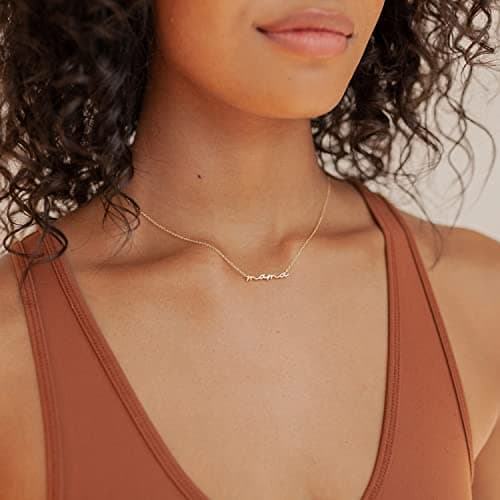SLOONG Mama Necklaces for Women, Gifts for Mother, 14K Gold Plated Dainty Mother Matching Gift Non Tarnish Jewelry, Gifts for New Mom - Thumbnail 2