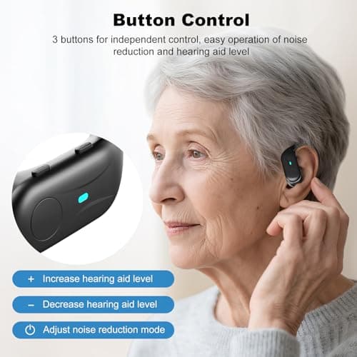 Bluetooth Hearing Aids for Seniors, Rechargeable Hearing Aid Earbuds for Hearing Loss People, Hearing Amplifiers for Seniors, 3 Noise Cancelling and 5 Volume, LED Power Display and Auto-On/Off - Thumbnail 3