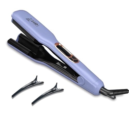 JINRI Hair Iron, Hair Brush, Pumped-Up Volume, Adjustable Temp, 360 ° Tail Rotation, Lasting Volume, for Short Or Thin Hair, Dual Voltage (100-240V), Volumizing Hair Iron, Blue, 1.38 inch - Image 1