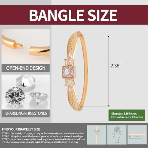 6 Pack 18K Gold Plated Bangles Bracelet Set for Women, Dainty Vintage Trendy Fashion Jewelry, Ideal Gift for Birthday Christmas Valentine's Day Mother's Day for Girlfriend Wife Mom Sister - Thumbnail 5