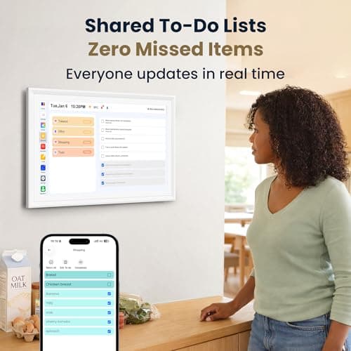 21.5-Inch Smart Digital Calendar & Photo Frame for Family, Large Wall Planner with Auto-Sync to Apple, Google & Outlook, Touchscreen Display with Chore Chart, To-Do Lists & Meal Planner, No Subscription, White Frame - Thumbnail 6