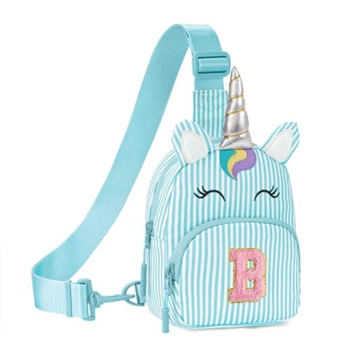 Viverte Small Sling Bag Personalized Initial Fanny Pack, Icing Blue-B - Image 1
