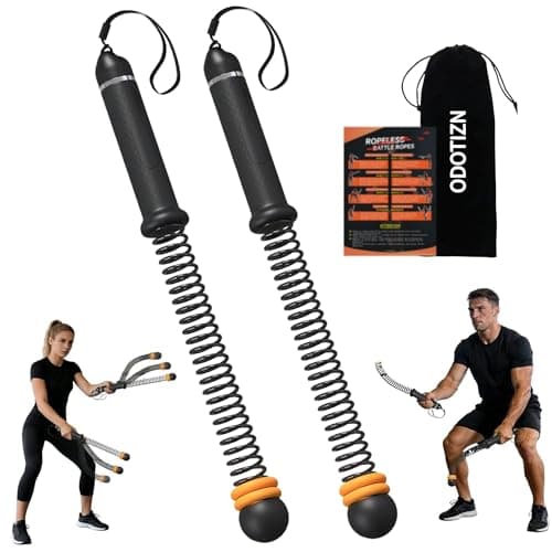 Adjustable Ropeless Battle Ropes for Home Gym,Portable Cordless Weighted Battle Rope Trainer with Resistance Levels,Storage Bag & Workout Guide for HIIT Cardio & Strength Training(Black - Image 1
