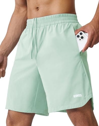 K-Swiss Men's Running Athletic Shorts 8" - Quick Dry Woven Workout Shorts for Gym Tennis Active Sports, Green/Green XS