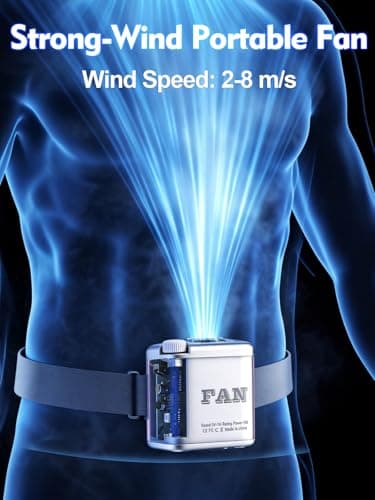 Transparent Mecha-style Wearable Waist Fan: USB-C Rechargeable 0-100 Wind Control, RGB Lighting, Detachable Belt Clip, 360° Rotation, for Shirt, Belt, Umbrella Handle, Handheld Use, 3-12 Hours - Thumbnail 5