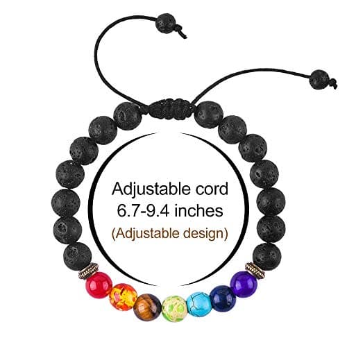 M MOOHAM Bracelets for Men Gifts - Chakra Lava Rock Beaded Tiger Eye Bracelets for Men Adjustable Jewelry Gifts - Thumbnail 4