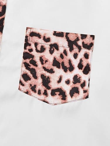 ZAFUL Men's Hipster African Tribal Graphic Patchwork Design Slim Fit Long Sleeve Button up Mandarin Collar Shirts (White Leopard XXL) - Thumbnail 4