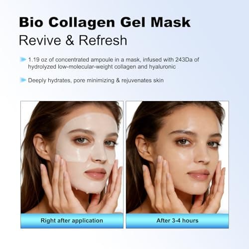 DynastyEra Bio Collagen Face Mask 5-Pack - 150,000ppm Collagen & Galactomyces & Hyaluronic Acid for Hydrating, Pore Minimizing & Firming | Overnight Sleeping Mask- Korean Skincare Inspired Treatment - Thumbnail 2