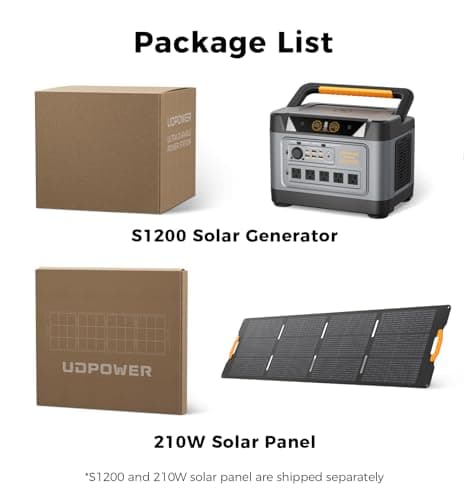 UDPOWER S1200 1190Wh Solar Generator Kit | 1200W Power Station + 210W Solar Panel | Fast Solar Charging for Home Backup, RV & Emergencies - Thumbnail 6