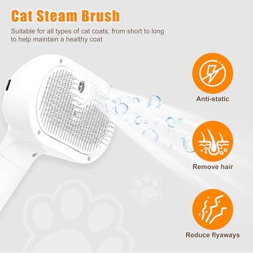 JAWADE Self Cleaning Pet Steam Brush - Dog Brush for Shedding & Cat Brushes for Indoor Cats - Skin-Friendly | Anti-Static, Slicker Brush for Dogs & Cats - Hair Removal Tool - Thumbnail 5