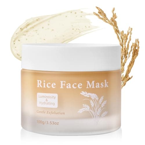Bmrewax Rice Face Mask, Gentle Exfoliating Wash Off Facial Mask for Dull, Rough Skin, Pore Clearing, Remove Dead Skin Cells for All Skin Types 3.53 Fl Oz
