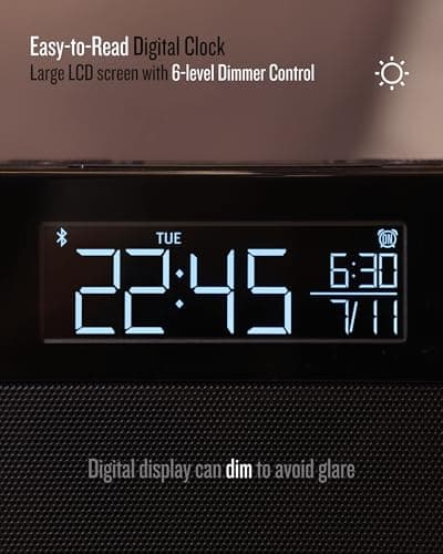 Soundfreaq Sound Rise II, SFQ-16: Bedside Alarm Clock Radio & Bluetooth Speaker, with Large Display Screen, FM Radio, Fast USB Charging, and Nature Sound - Thumbnail 5