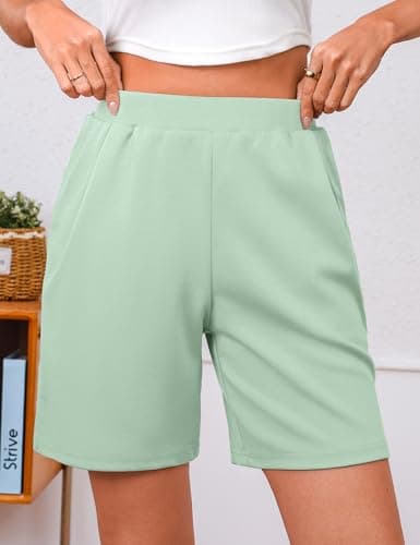 Quenteen Womens Air Layer Shorts Casual Summer Loose Athletic Short Lounge Running Shorts with Pockets Mint Green - Thumbnail 5