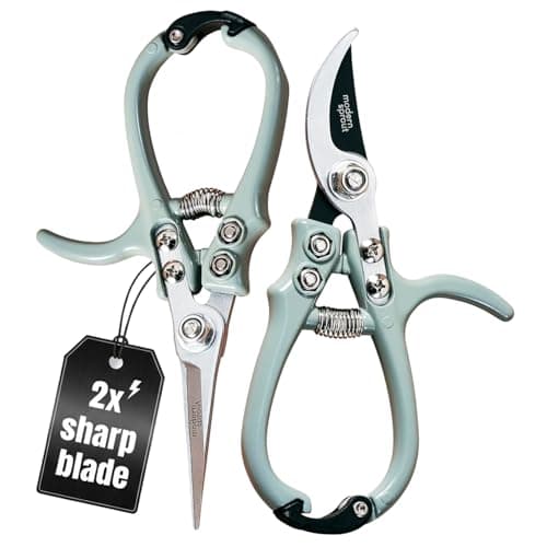 Modern Sprout Hand Pruners & Shears Set with Blister Pack - Lightweight Gardening Tools with Easy Lock - Sharp Carbon Steel Blades -Rust Resistant Scissors for Herbs, Flowers - Sage - Image 1