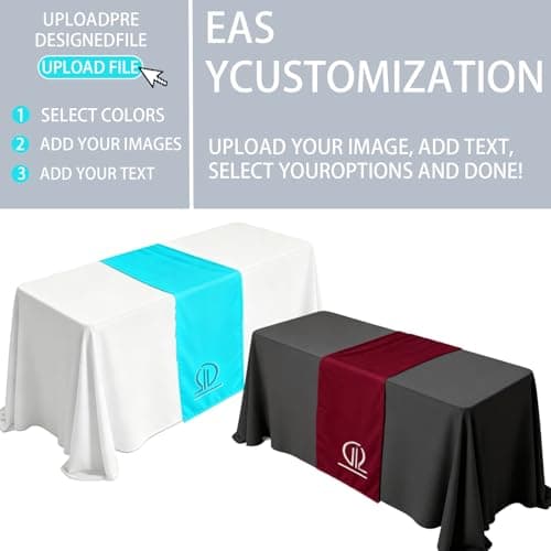 Ships Next Day Custom Table Runner with Logo Text Personalized Vendor Display Supplies - Events, Parties, Ceremonies Vendor Booth Display Items Small Business Essentials (13 x 72inch) - Thumbnail 3