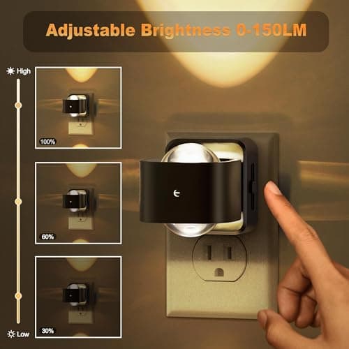 JandCase Night Lights Plug into Wall,0-150LM Super Bright Automatic Night Light with Dusk to Dawn, 180° Rotatable Plug in LED Nightlight Soft Warm for Halloween Decoration, Children Room,Party - Thumbnail 3