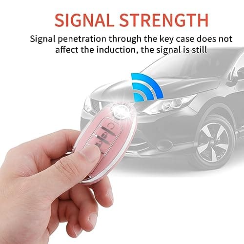 Pangpai Pink Key Fob Cover for Nissan, Soft TPU Key Protection with Keychain Fit for Altima Rogue Sentra Pathfinder Frontier Maxima Titan Murano Kicks Juke Versa Armada GTR 5 Buttons - Thumbnail 5