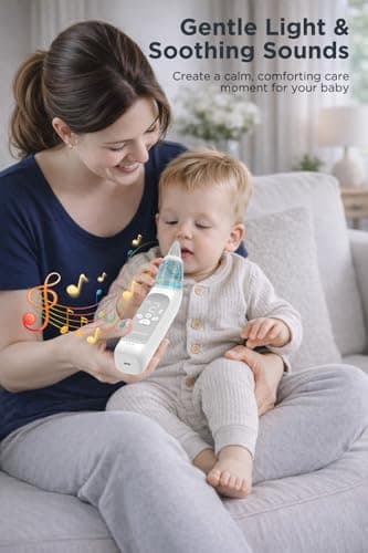 Koalababy Electric Nasal Aspirator for Baby, Large Flow, Baby Nose Sucker with 3 Suction Levels, Rechargeable Nose Cleaner for Toddlers, Music and Light Soothing, Soft Silicone Tips - Thumbnail 5