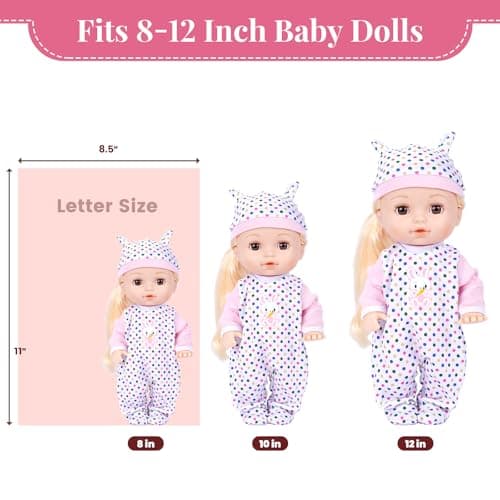 BABESIDE Alive Baby Doll Clothes for 8-12 Inch Dolls, 3 Set Doll Clothes Outfits, Baby Doll Accessories Romper Suit, Coat and Hat for Baby Dolls,Easter Pretend Play Accessories for Kids 3+ - Thumbnail 4