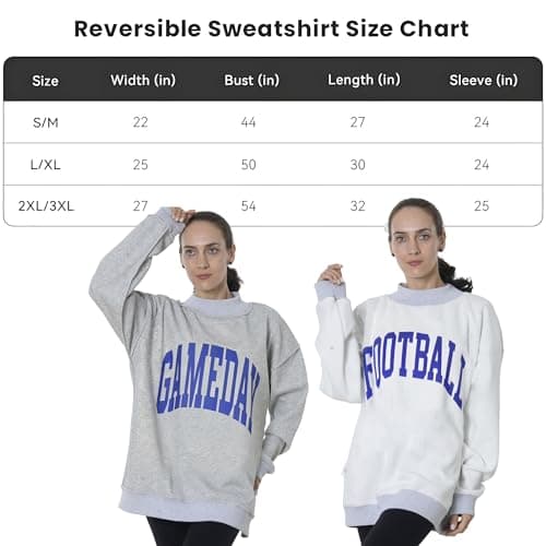 ROSLILY Personalized Reversible Mock Neck Sweatshirts Womens Oversized Pullover Custom College Team Mockneck Game Day Mock Neck Football Sweatshirt For Sports Lover College Student - Thumbnail 6